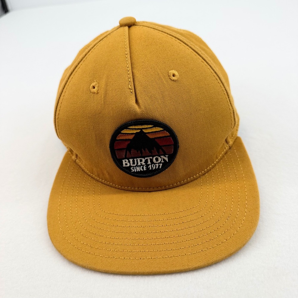 Burton Snapback Hat Unisex OSFM Mustard Yellow Mountain Patch NWOT